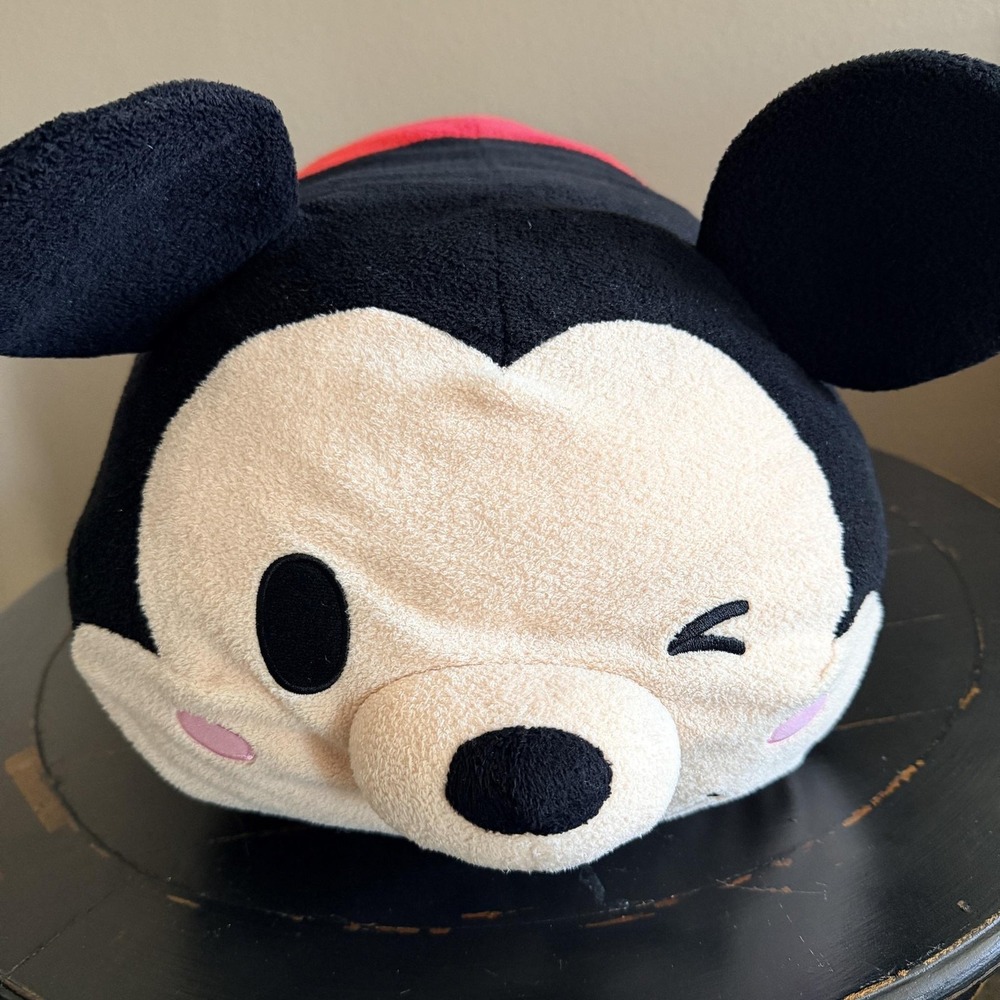 Disney Store Mickey Mouse Winking Medium 18"Tsum Tsum Plush Pillow Stuffed Toy